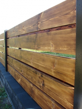 LIPINY okolice BIŁGORAJA- płot sosna opalana kolor bezbarwny