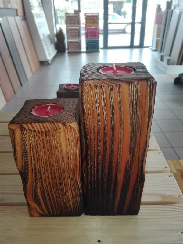 ŚWIAT DREWNA ZAMOŚĆ - świeczniki malowane